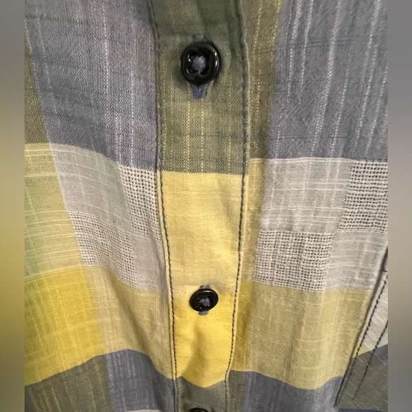 NATURAL REFLECTIONS BLUE AND YELLOW MEN’S CASUAL LONG SLEEVE SHIRT - Picture 5 of 7